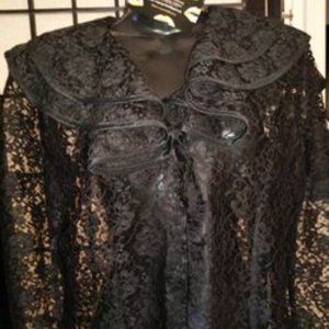 Black Laced Button Up Jacket (Coverup) - David Benjamin